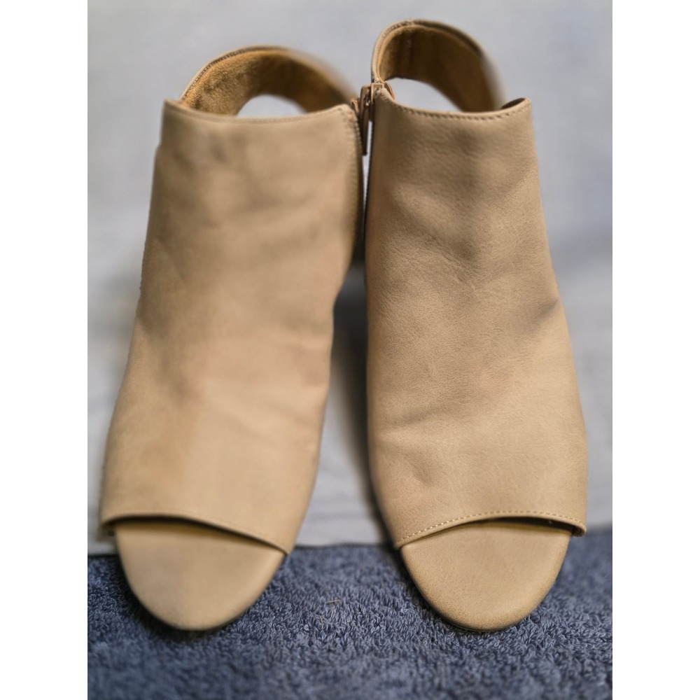 1461 Natural Soul Daph Tan Peep Toe Slingback Block Heel Booties 8.5M